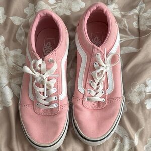 Vans Women's Pink and White Sneakers